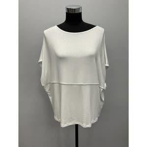 NEW HUBERT GASSER white monili trimmed top in white